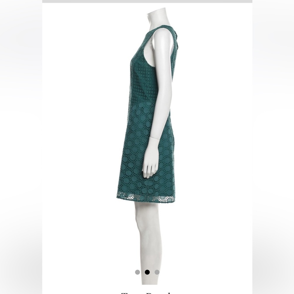Tory Burch Women’s Crew Neck Shift Dress. Size 10. Teal. Floral. - Picture 5 of 5